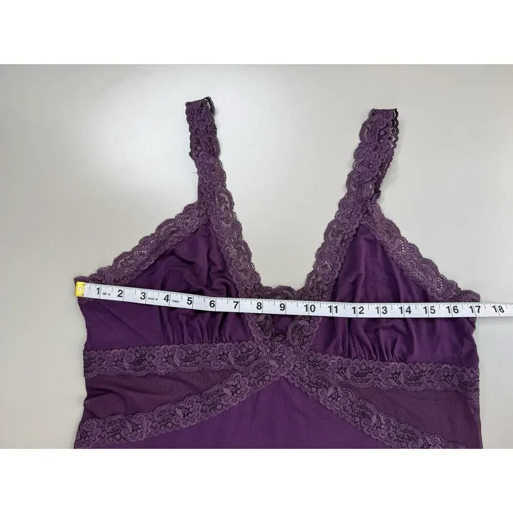 Adore Me Women’s Babydoll Slip Dress XL Purple Mesh Lace Y2K Floral Retro Slinky - Picture 5 of 15